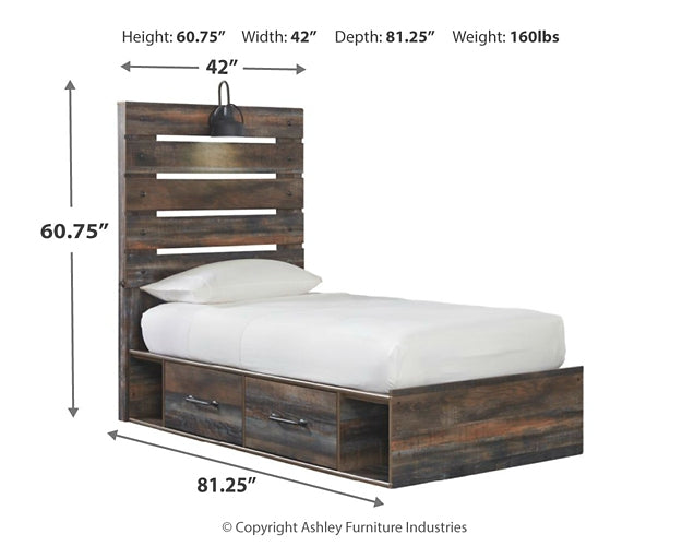 Drystan  Panel Bed With 2 Storage Drawers