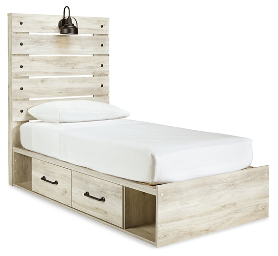 Cambeck  Panel Bed With 2 Storage Drawers With Mirrored Dresser And 2 Nightstands