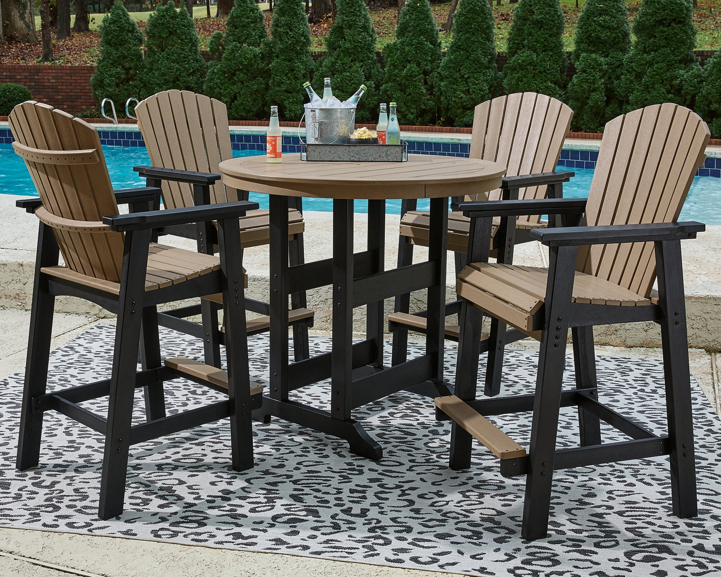 Ashley Express - Fairen Trail Outdoor Bar Table and 4 Barstools