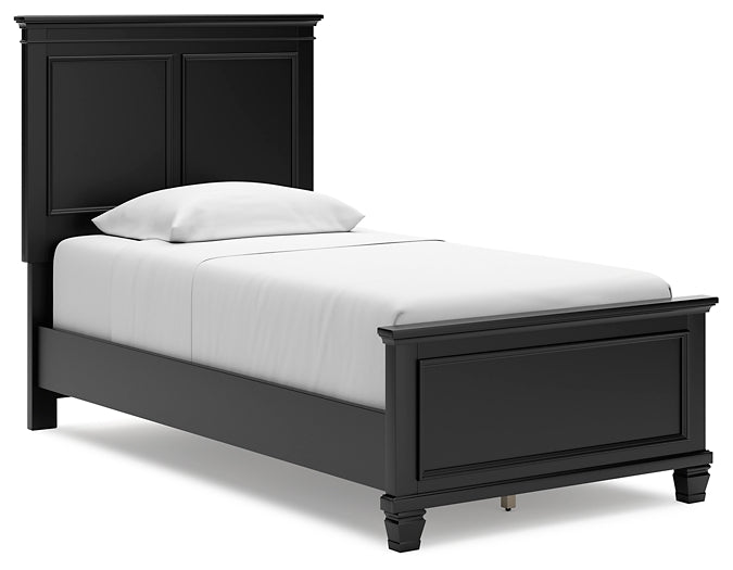 Lanolee Twin Panel Bed with Mirrored Dresser