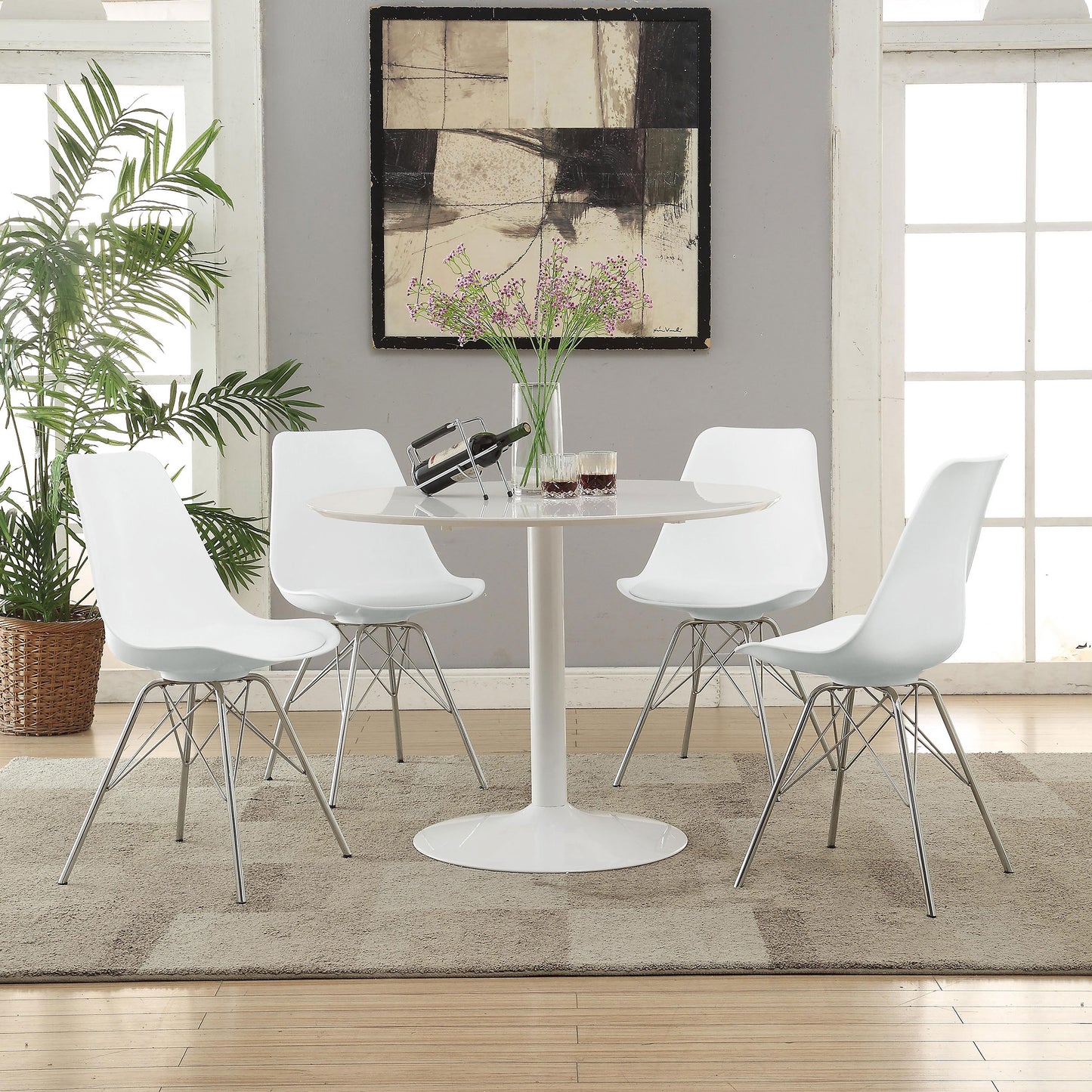 Lowry 5-piece Round Dining Table Set White