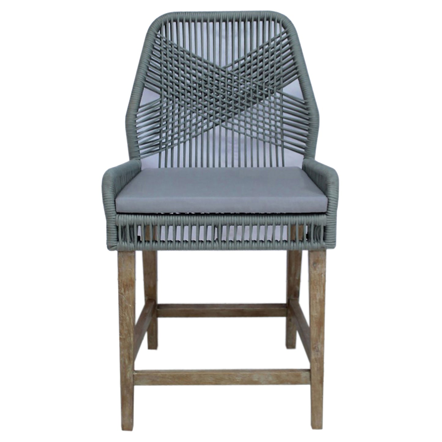 Nakia Woven Rope Counter Chair with Cushion Grey (Set of 2)