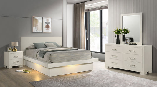 Jessica 4-piece California King LED Bedroom Set Cream White