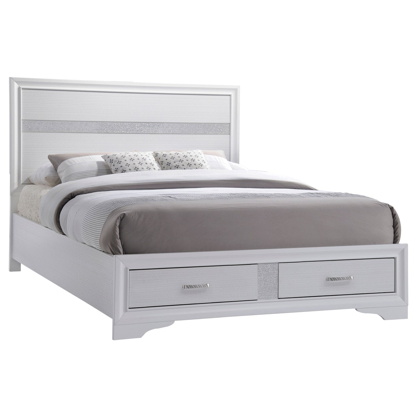 Miranda 51-inch Wood Queen Storage Panel Bed White