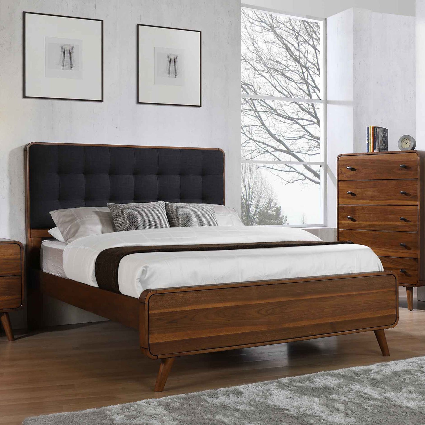 Robyn Wood California King Panel Bed Dark Walnut