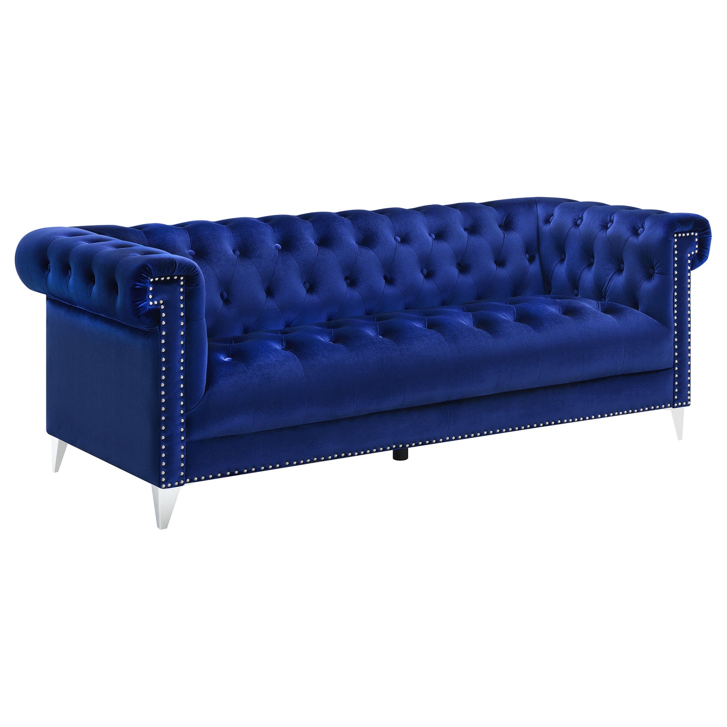 Bleker 2-piece Upholstered Tuxedo Arm Tufted Sofa Set Blue