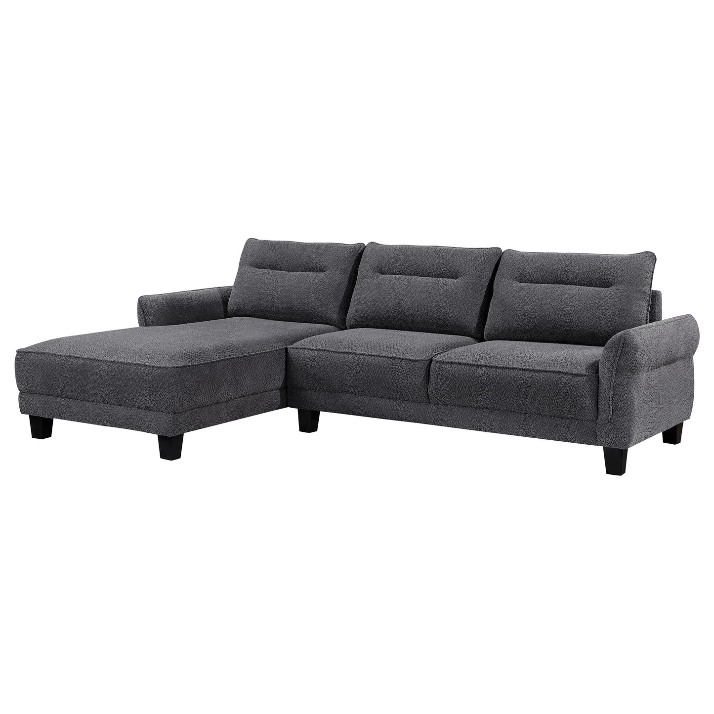 Caspian Upholstered Curved Arm Chaise Sectional Sofa Grey