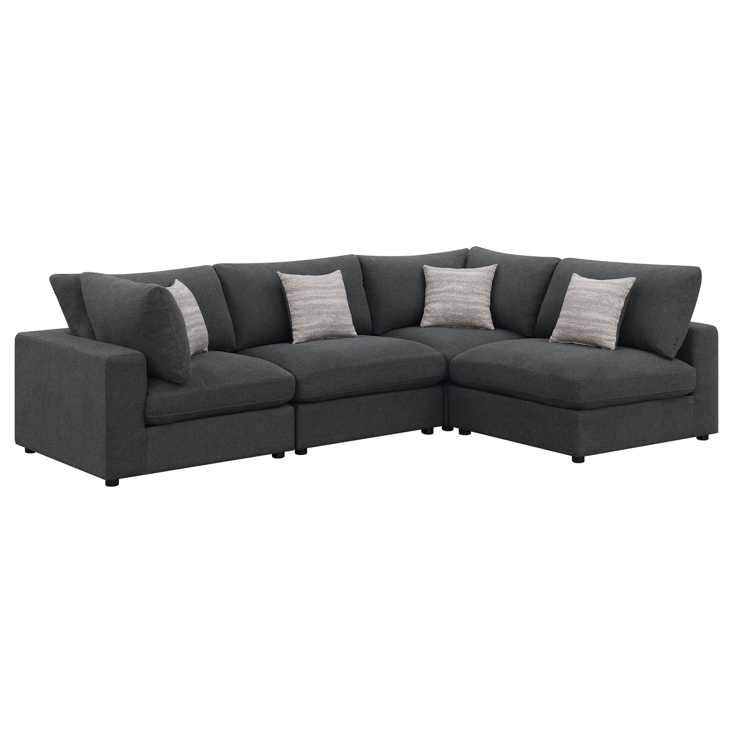 Serene 4-piece Upholstered Modular Sectional Sofa Charcoal