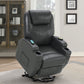 Sanger Upholstered Power Lift Massage Recliner Charcoal Grey