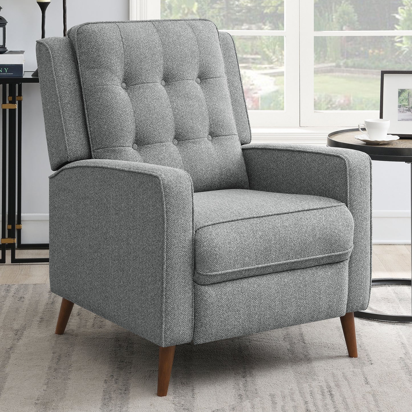 Davidson Upholstered Tufted Push Back Recliner Grey