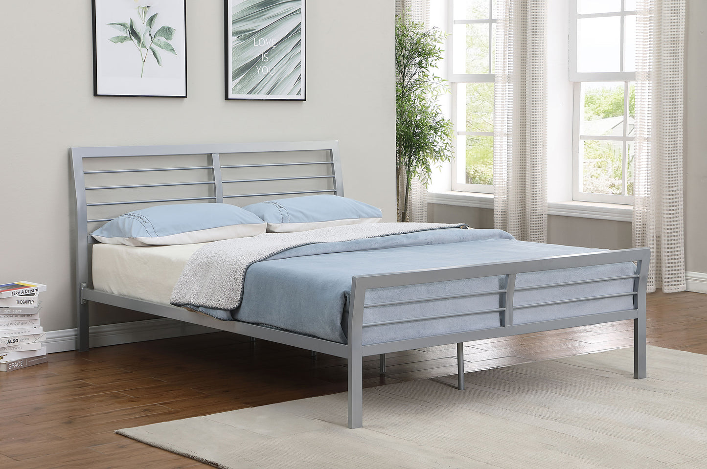 Cooper Metal Queen Open Frame Bed Silver