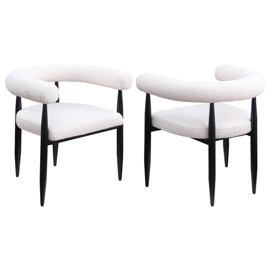 Dunmore Boucle Upholstered Dining Arm Chair Cream (Set of 2)