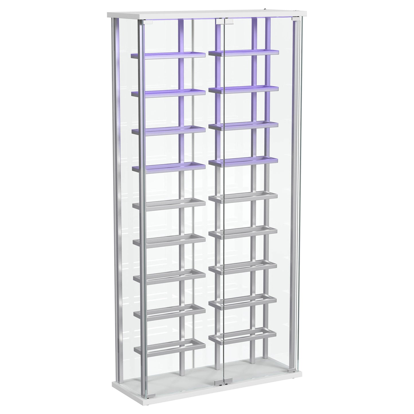 Montara Tempered Glass Wine Storage LED Curio Cabinet Chrome