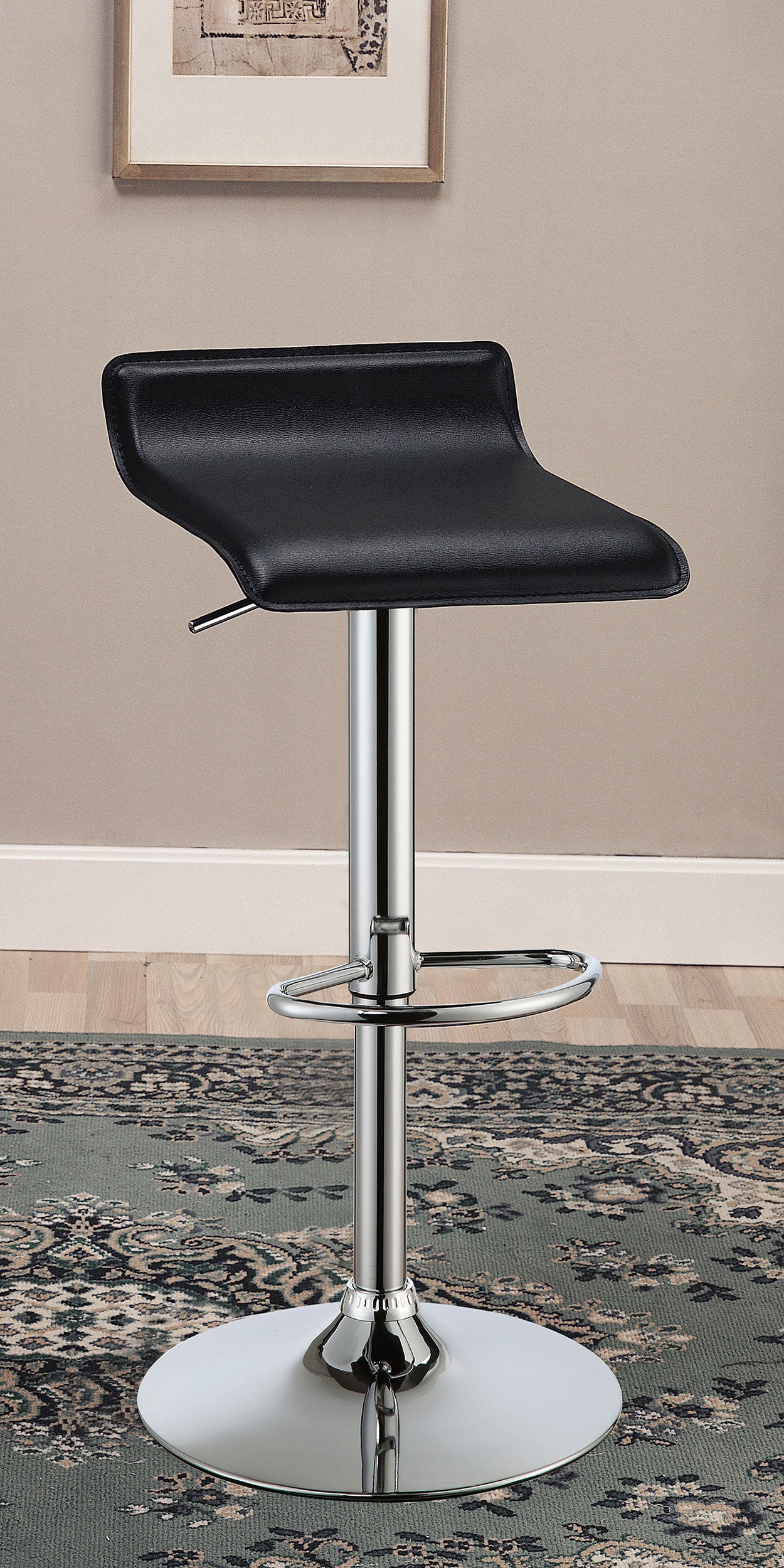 Bidwell Upholstered Adjustable Bar Stool Black (Set of 2)