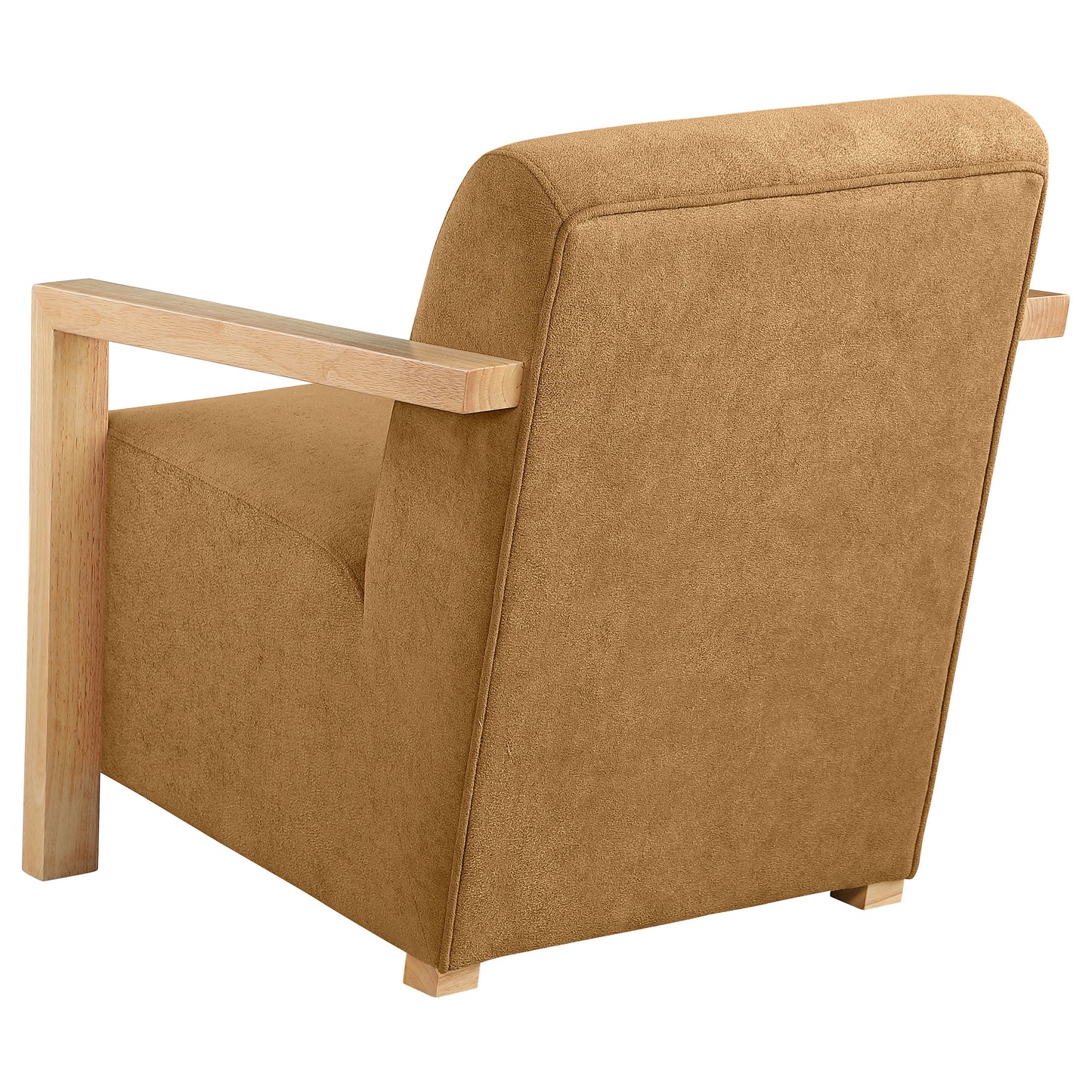 Diego Upholstered Accent Arm Chair with Wood Arms Honey