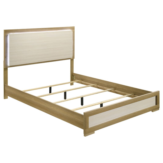 Hyland Wood Queen LED Panel Bed Natural and White