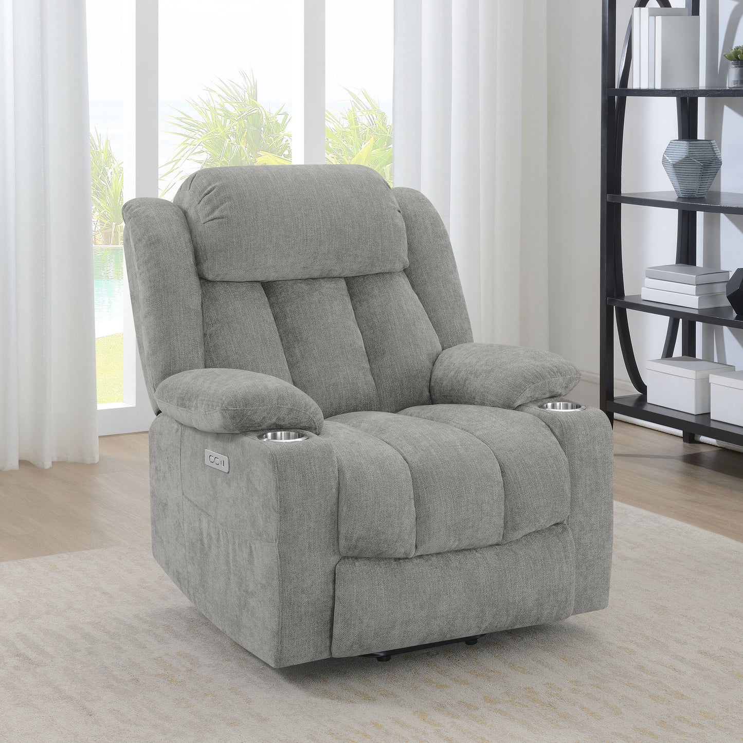 Houston Upholstered Power Lift Recliner Grey