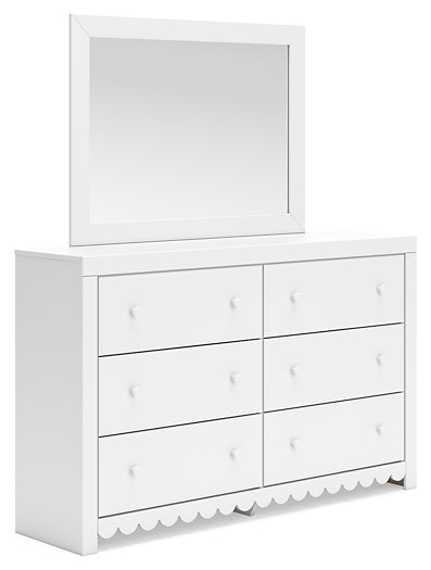 Mollviney Full Panel Storage Bed with Mirrored Dresser, Chest and 2 Nightstands