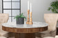 Ortega Round 46-inch Marble Top Wood Dining Table Natural