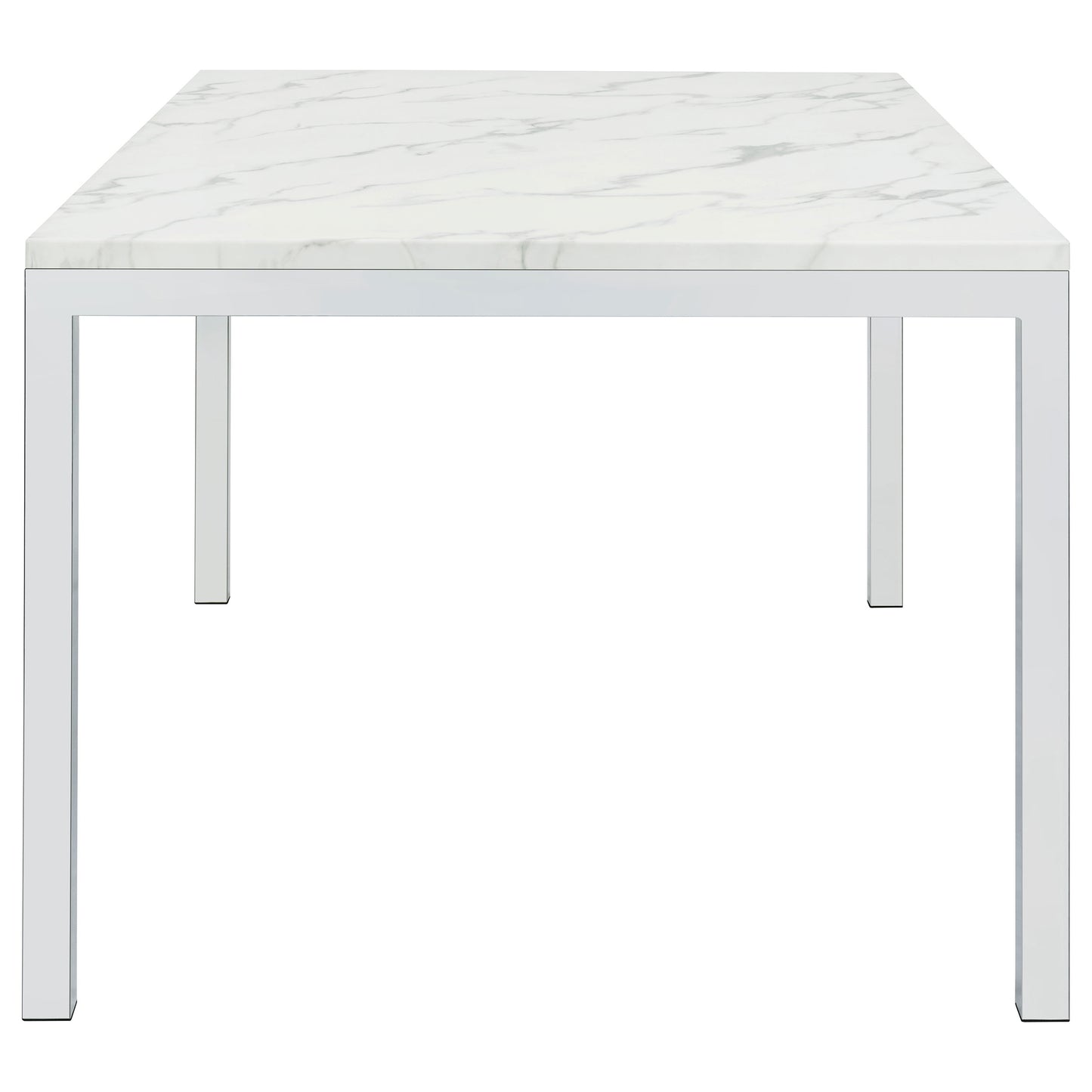 Athena Rectangular 64-inch Faux Marble Dining Table Chrome