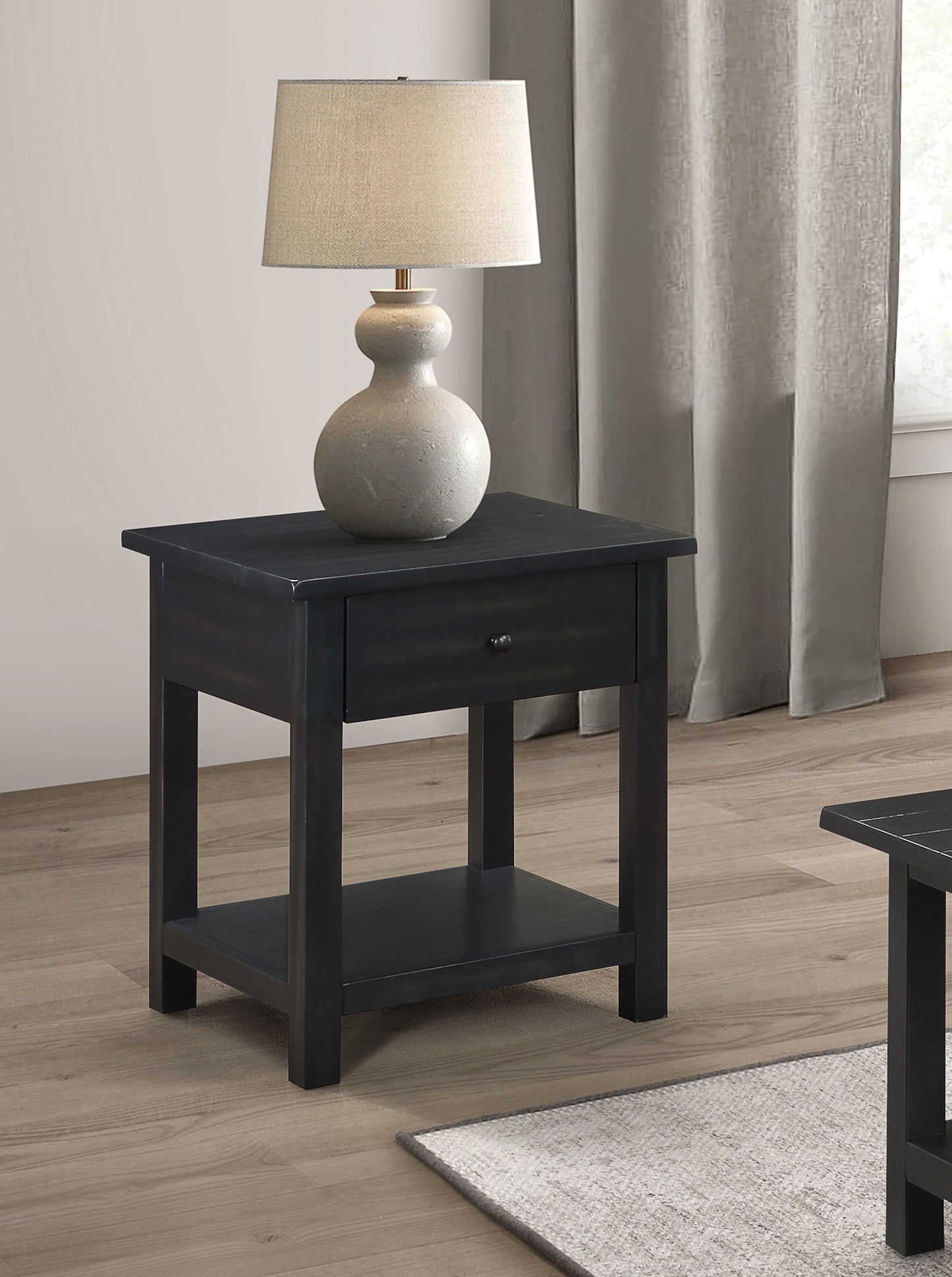 Payne 1-drawer Wood End Table with Shelf Distressed Java