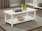 Payne Wood Coffee Table with Shelf Distressed White