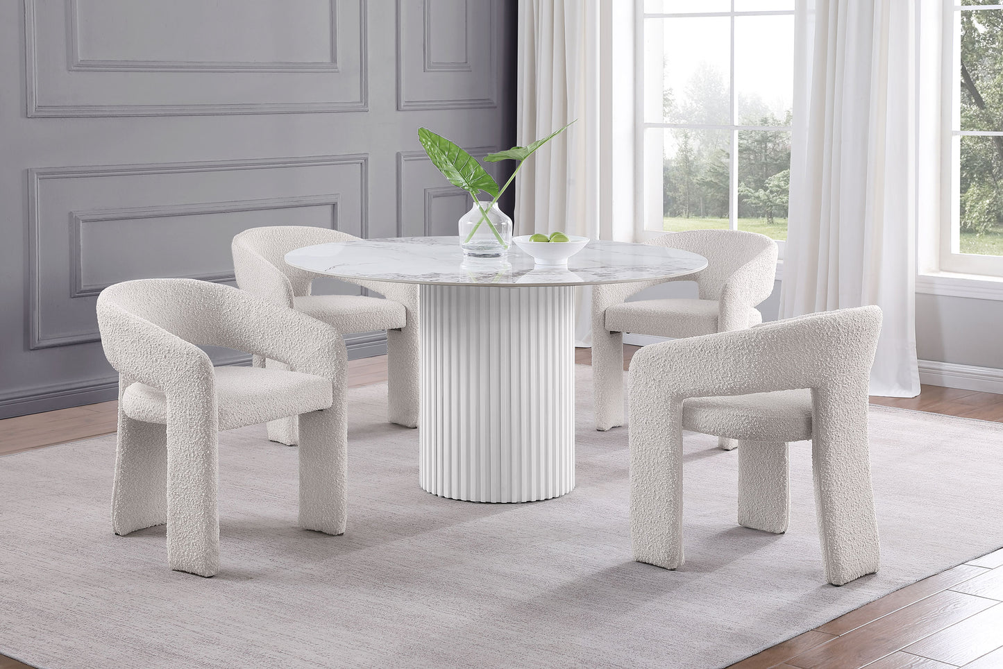 Acadia Round 53-inch Sintered Stone Top Dining Table White