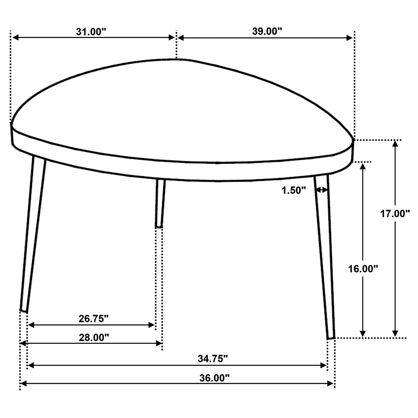 Odessa Triangular Solid Wood Coffee Table Black