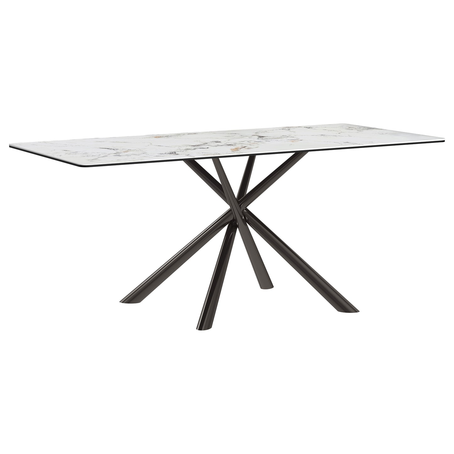 Carvell Rectangular Sintered Stone Dining Table Mirage White