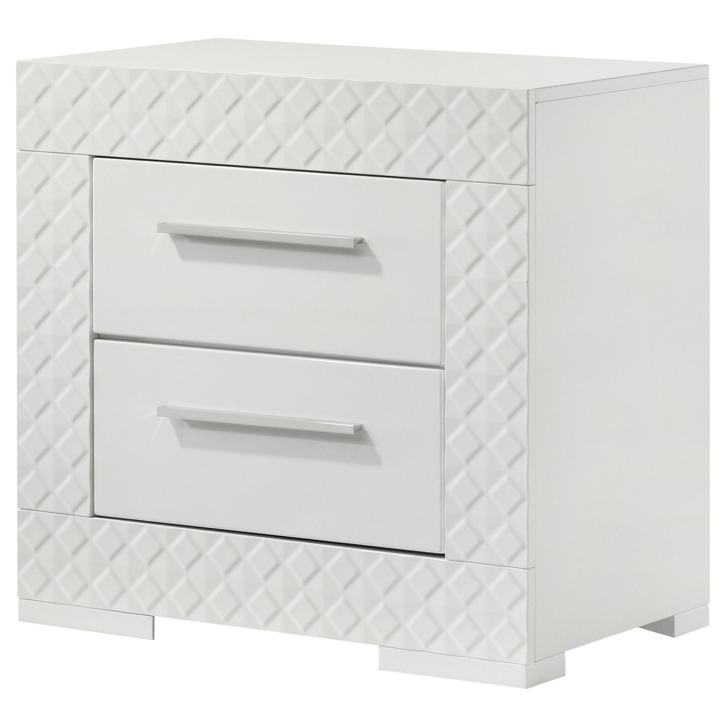 Ives 2-drawer Nightstand Bedside Table White High Gloss