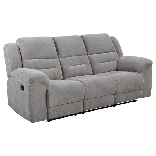 Gilson Chenille Upholstered Reclining Sofa Grey