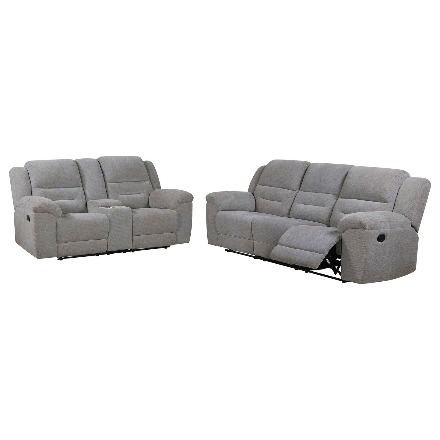 Gilson 2-piece Chenille Upholstered Reclining Sofa Set Grey