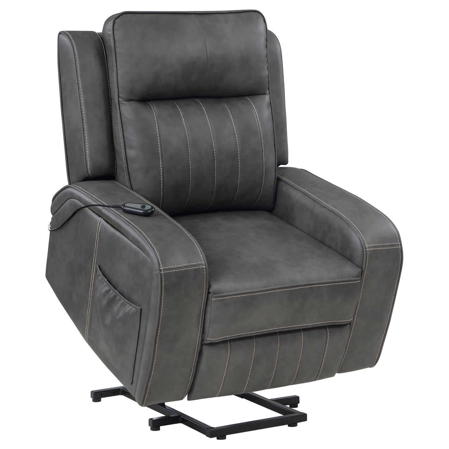 Raelynn Upholstered Power Lift Recliner Chair Grey