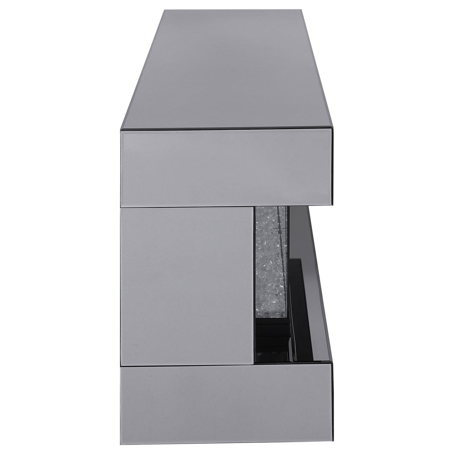 Vallerie 71" TV Stand with Visual Flame Box Grey Mirror