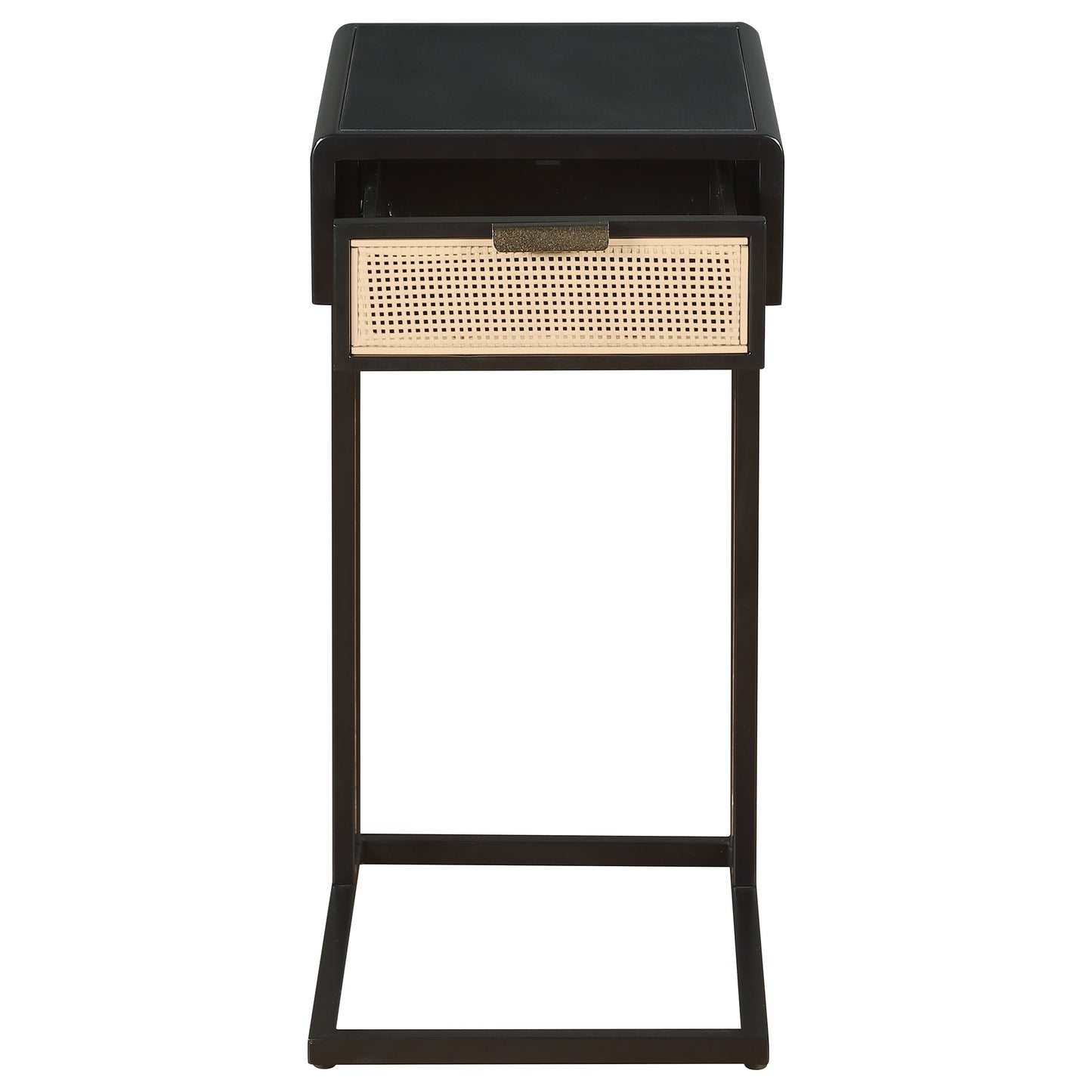 Amherst 1-drawer Radio Weave Cane Metal Side Table Black