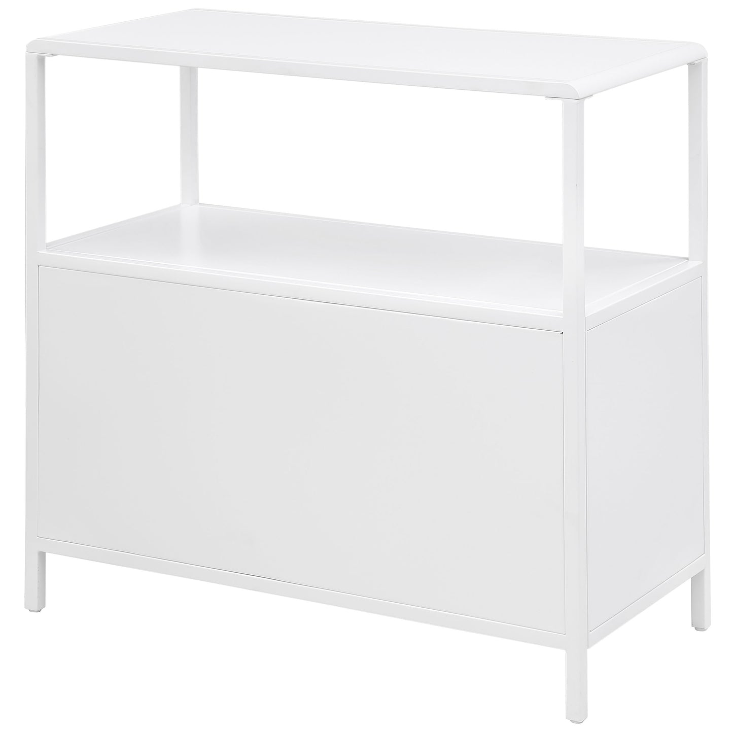 Amherst 2-door Radio Weave Cane Metal Accent Cabinet White