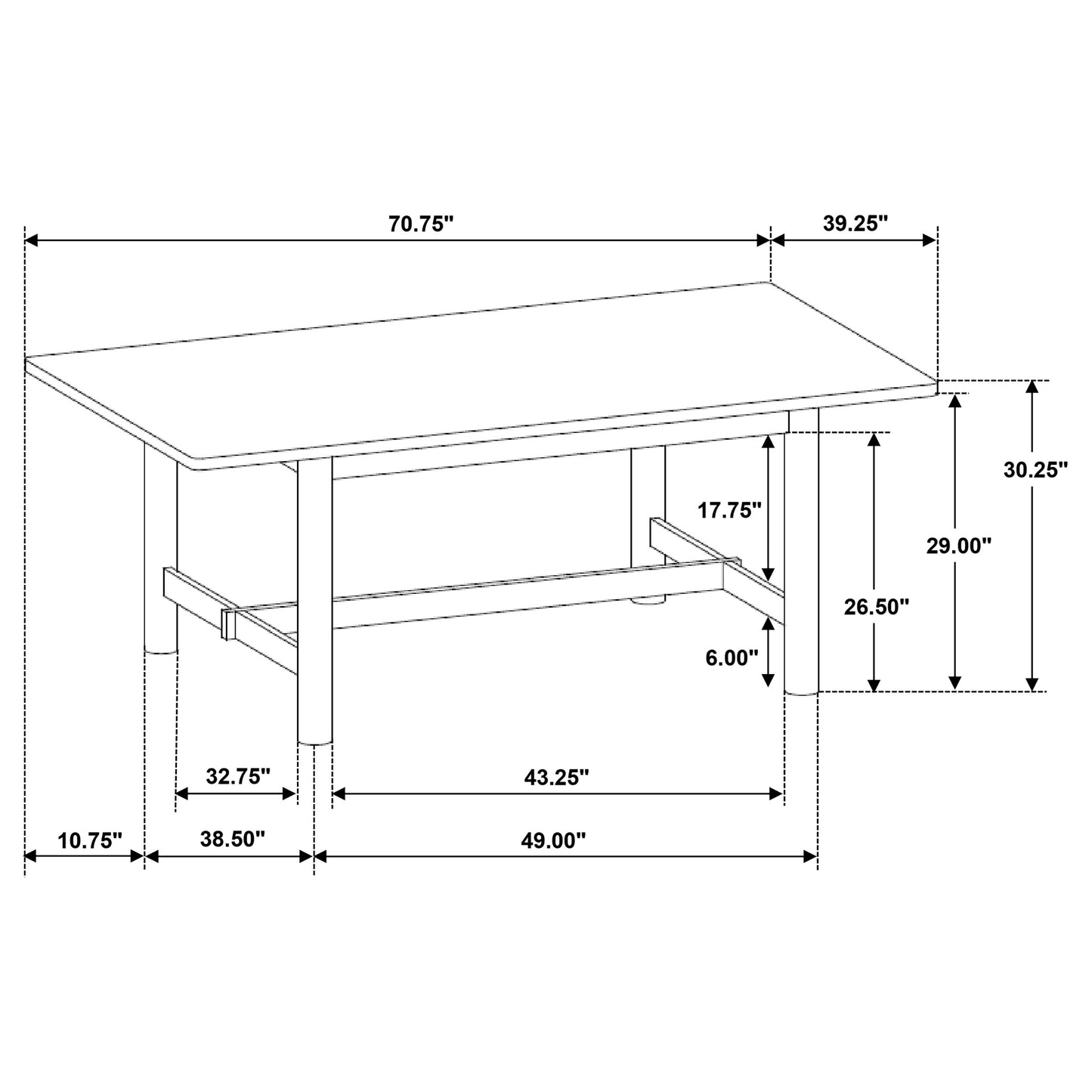 Crestmore 71-inch Rectangular Wood Dining Table Walnut