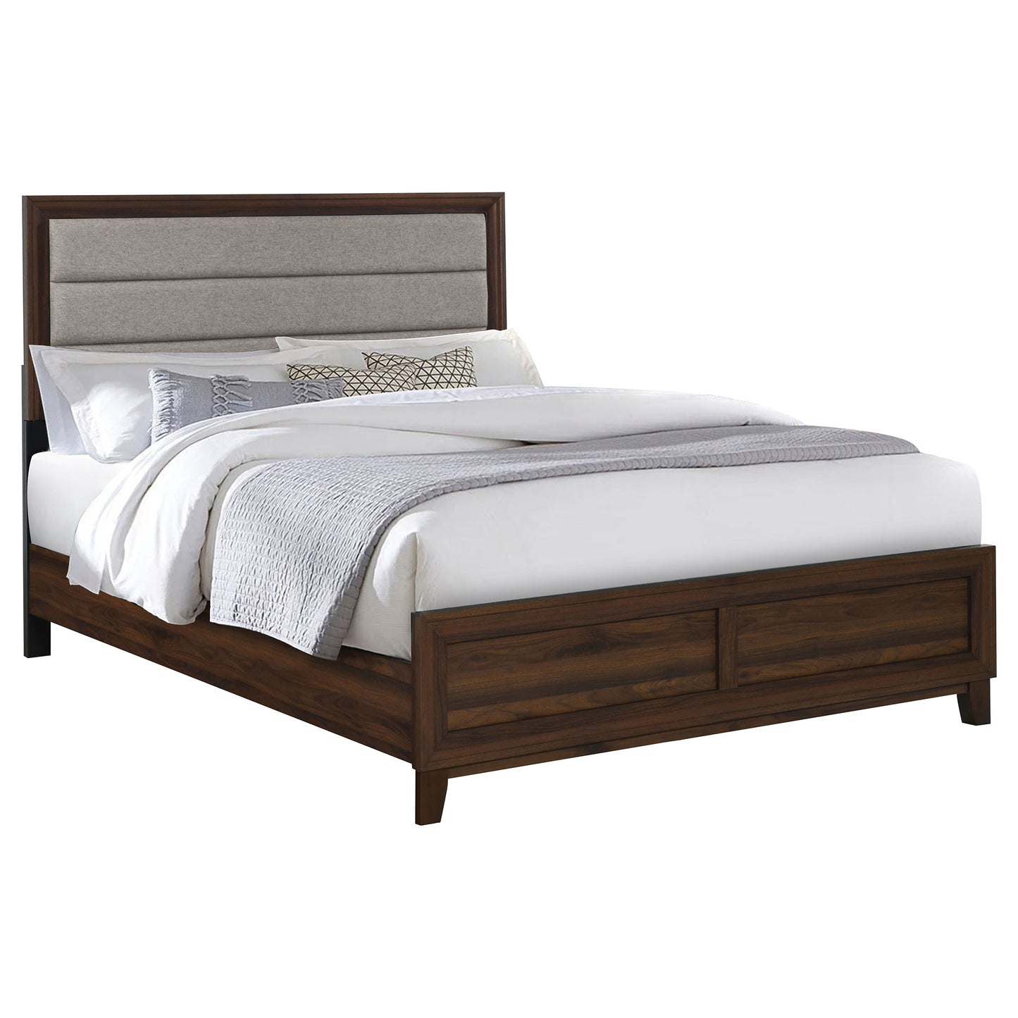 Welsley 50-inch Upholstered Eastern King Bed Walnut