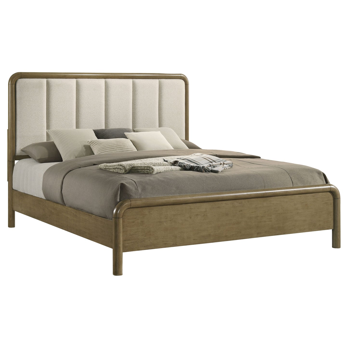 Amsbury 59-inch Upholstered Eastern King Bed Nutmeg