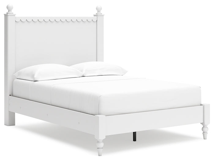 Mollviney Full Panel Bed with Mirrored Dresser and 2 Nightstands