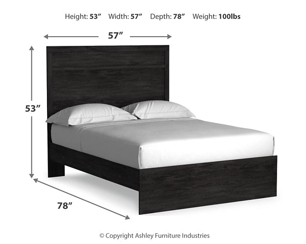 Belachime Full Panel Bed with Mirrored Dresser and Chest