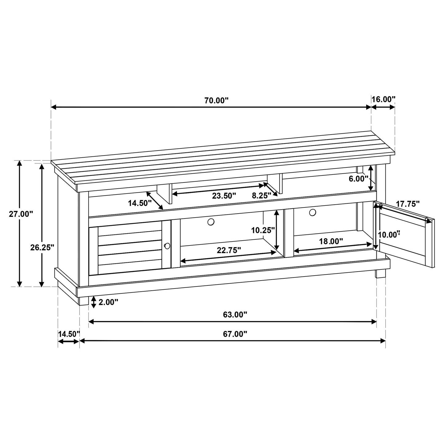 Payne 70-inch TV Stand Media Console Distressed White