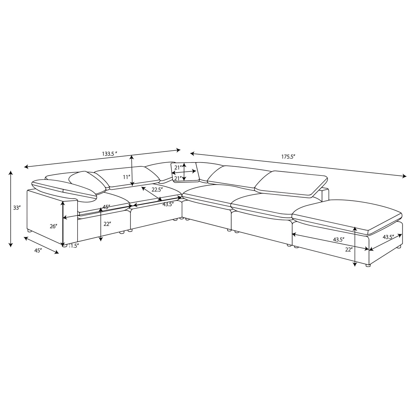 Raleigh 6-piece Boucle Upholstered Modular Sectional Ivory