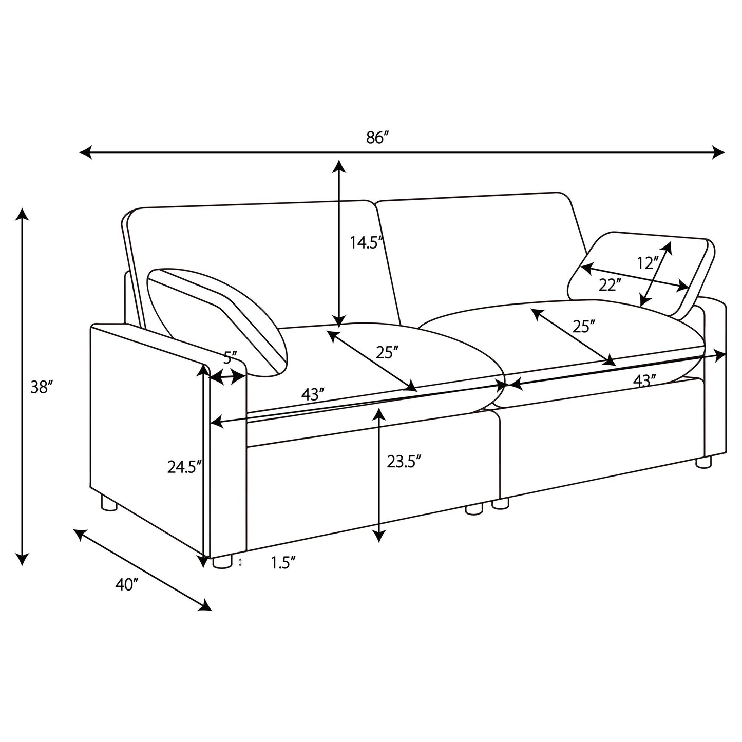 Collins Modular Power Loveseat Grey