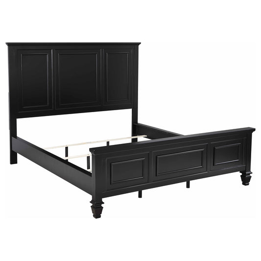 Sandy Beach 63-inch California King Wood Panel Bed Black