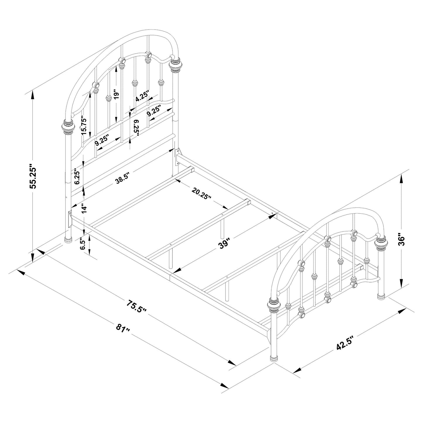 Rowan Metal Twin Open Frame Bed Dark Bronze