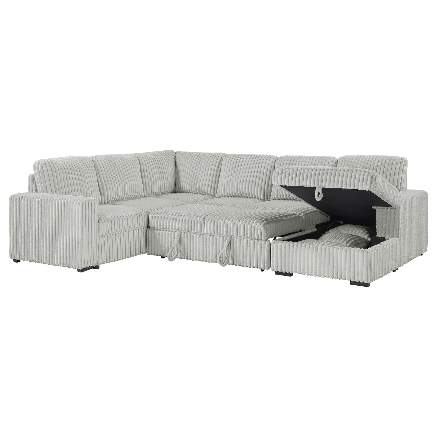 Devonshire Sleeper Sectional Sofa Storage Chaise Grey