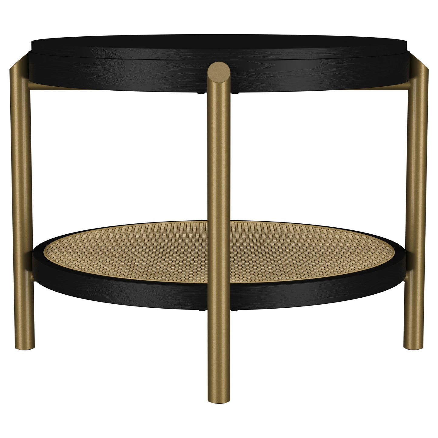 Arini Round End Side Table With Storage Shelf Black