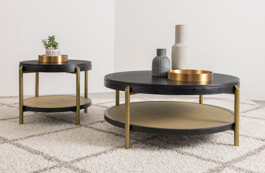 Arini 2-piece Round Coffee and End Table Set Black