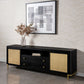 Arini Rattan Cane 2-door TV Stand Media Console Black